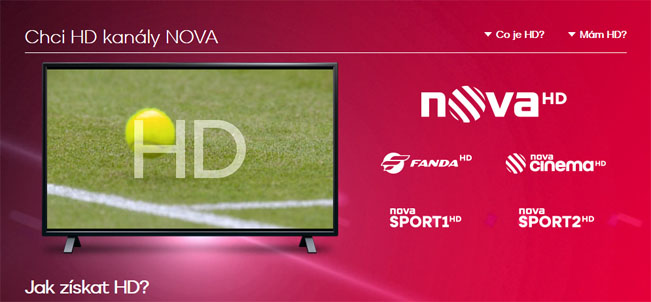 Ukázka online kampaně k HD kanálům. Screenshot webu Nova.cz/HD