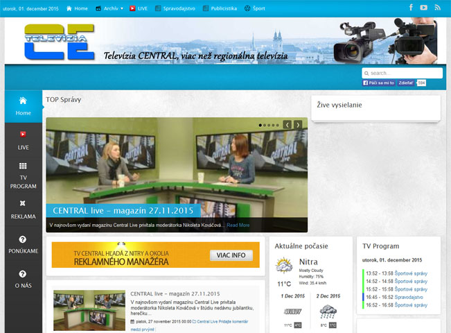 Screenshot webu na doméně Arenasport.cz dne 1.12. kolem 13:00