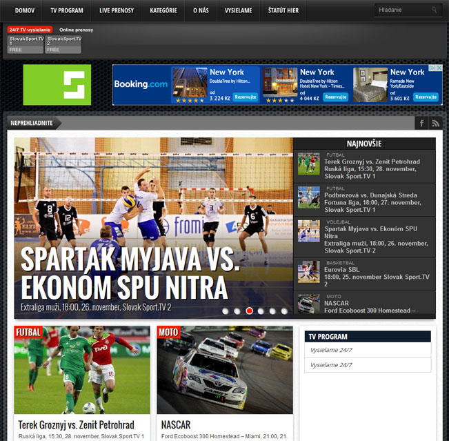 Screenshot webu Slovak sport dne 1.12. kolem 13:00