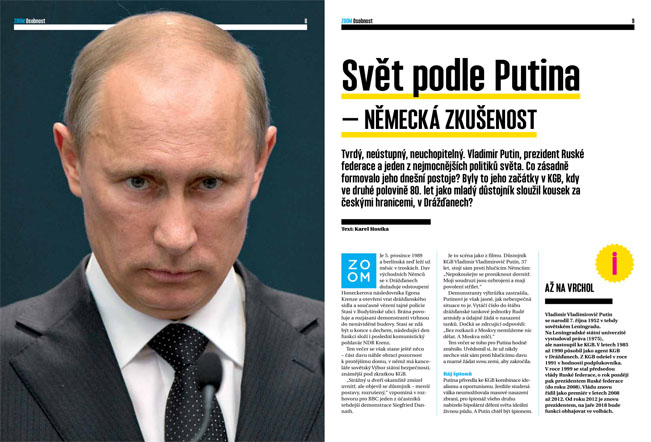 Ukázka článku Svět podle Putina v pilotním vydání časopisu Prima ZOOM. Foto: FTV Prima