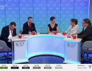 Markéta Fialová a její hosté ve volebním studiu TV Nova. Screenshot RadioTV.cz