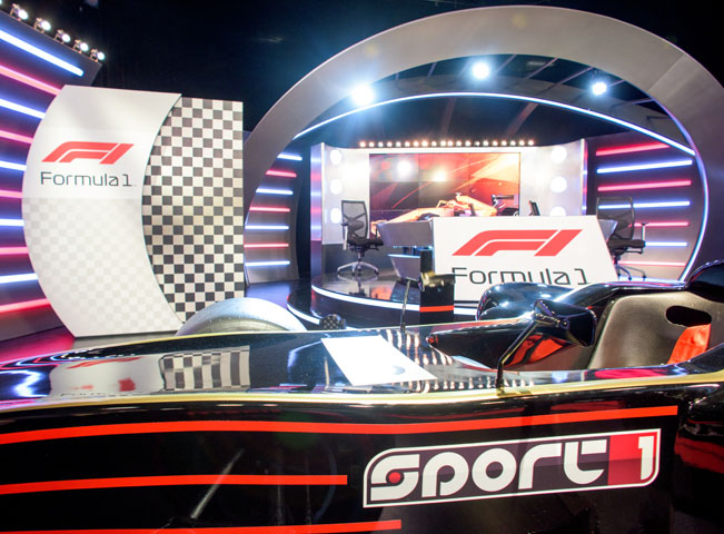 Nové studio k přenosům Formule 1 na stanicích Sport1 a Sport2. Fotografii poskytla skupina AMC Networks International Central and Northern Europe